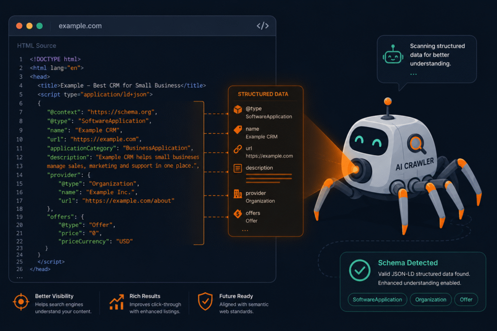 Technical SEO optimization with structured JSON-LD schema for AI crawlers.